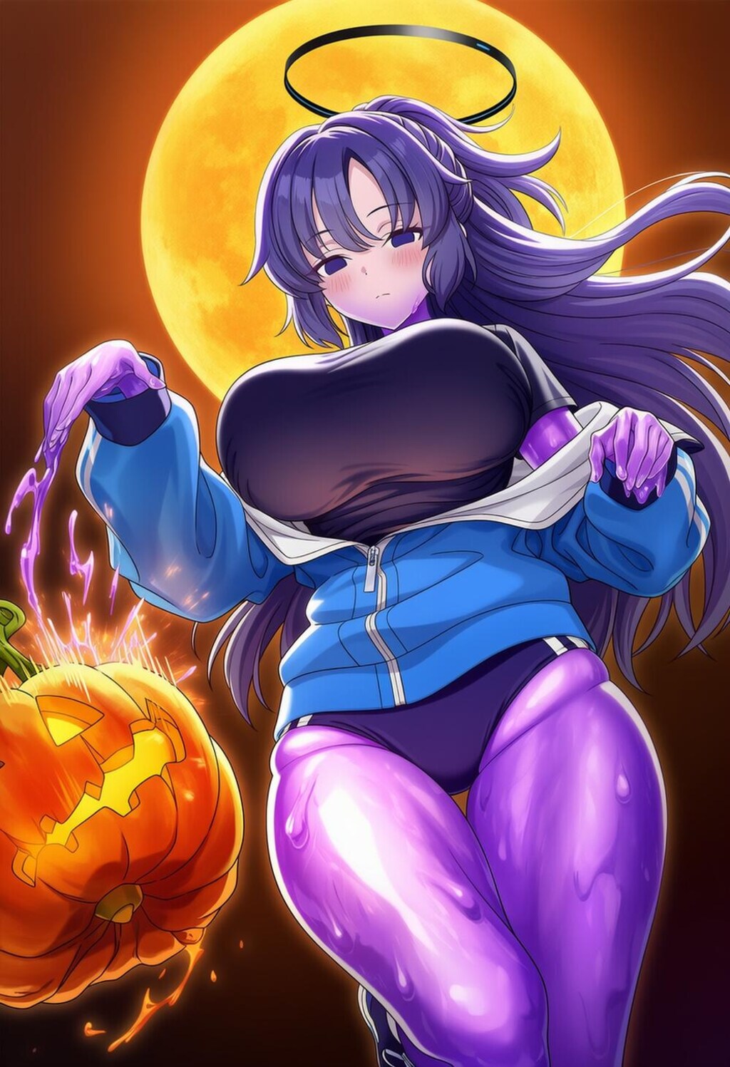 ハロウィン毒スライムブルマコスプレ人妻タンク
