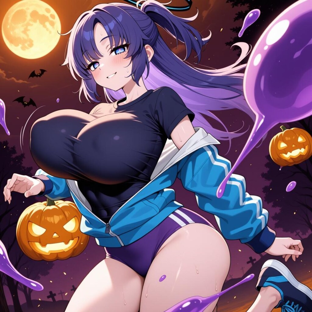 ハロウィン毒スライムブルマコスプレ人妻タンク