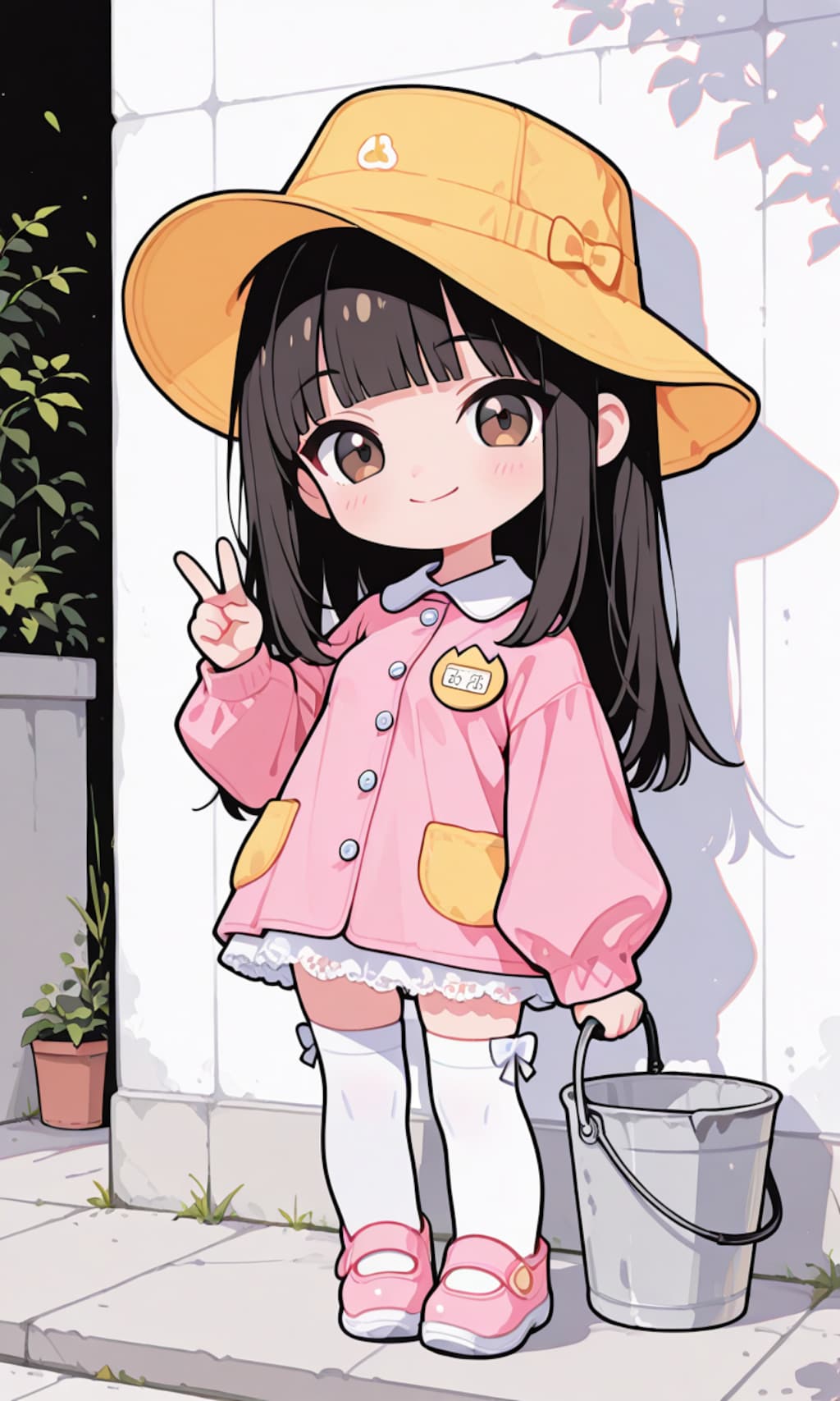 バケツを持って立たされる子