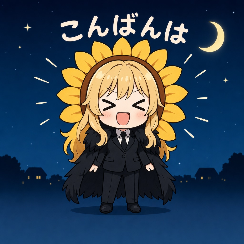 ヒマワリの被り物とエリザベス