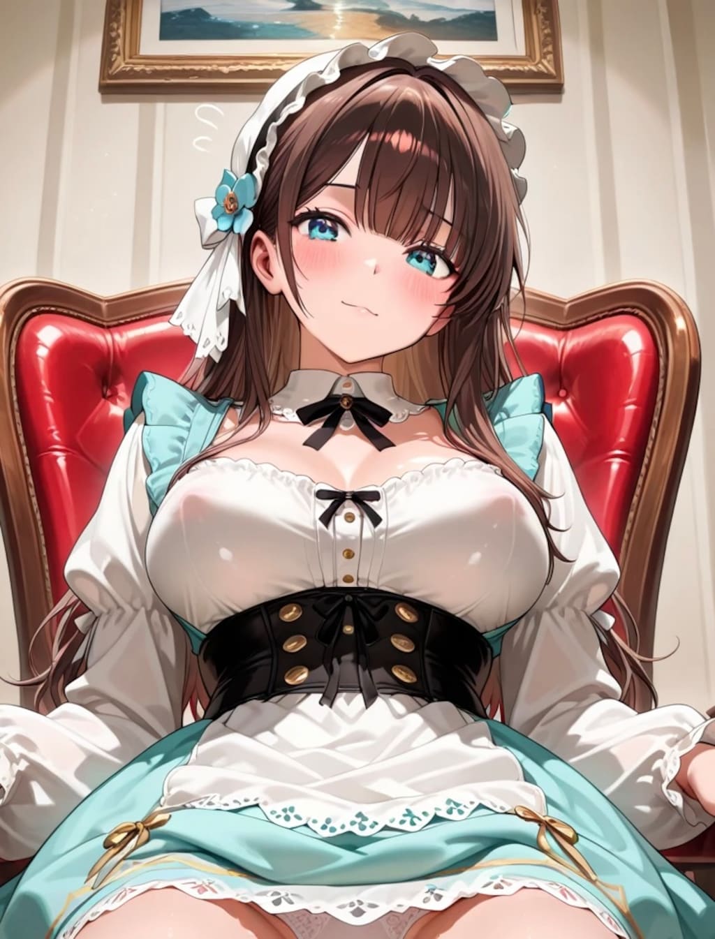 困惑する透け乳メイド
