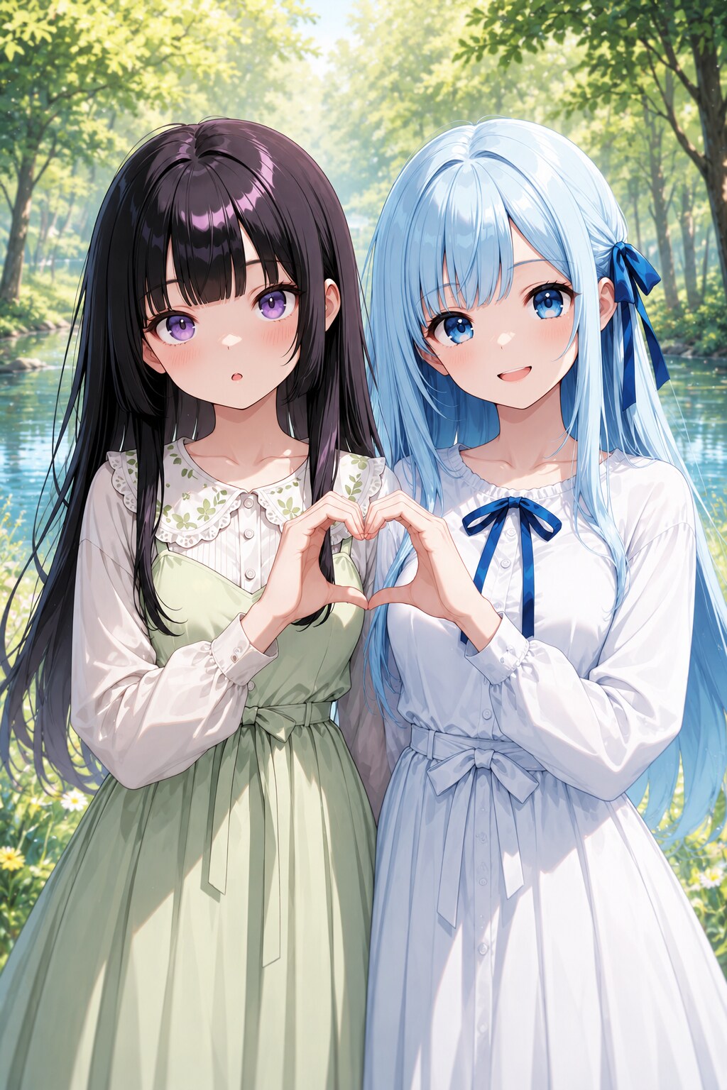 ひまりちゃんと優葵ちゃんでハートマーク❤️