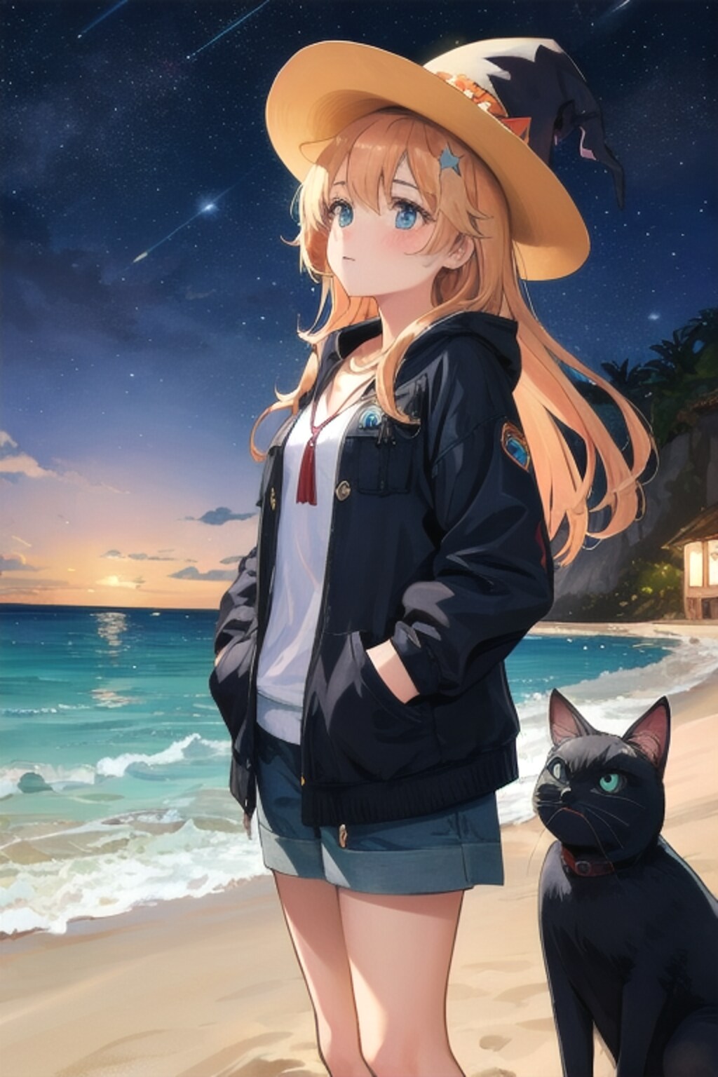 砂浜の魔女と猫