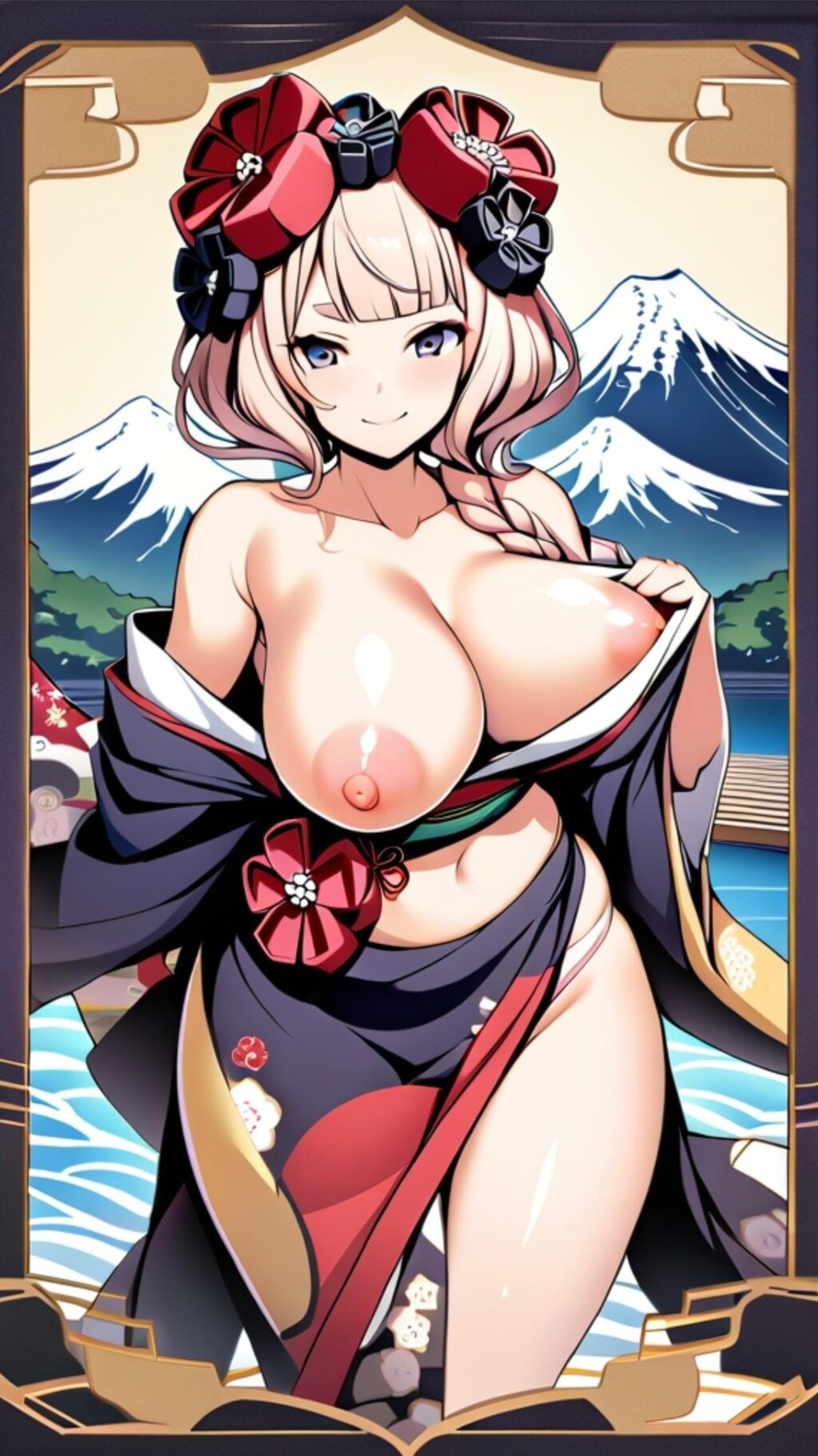 富士山と着物ちゃん