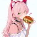 ハンバーガーと猫耳ギャル🍔🐱✨ 3枚目