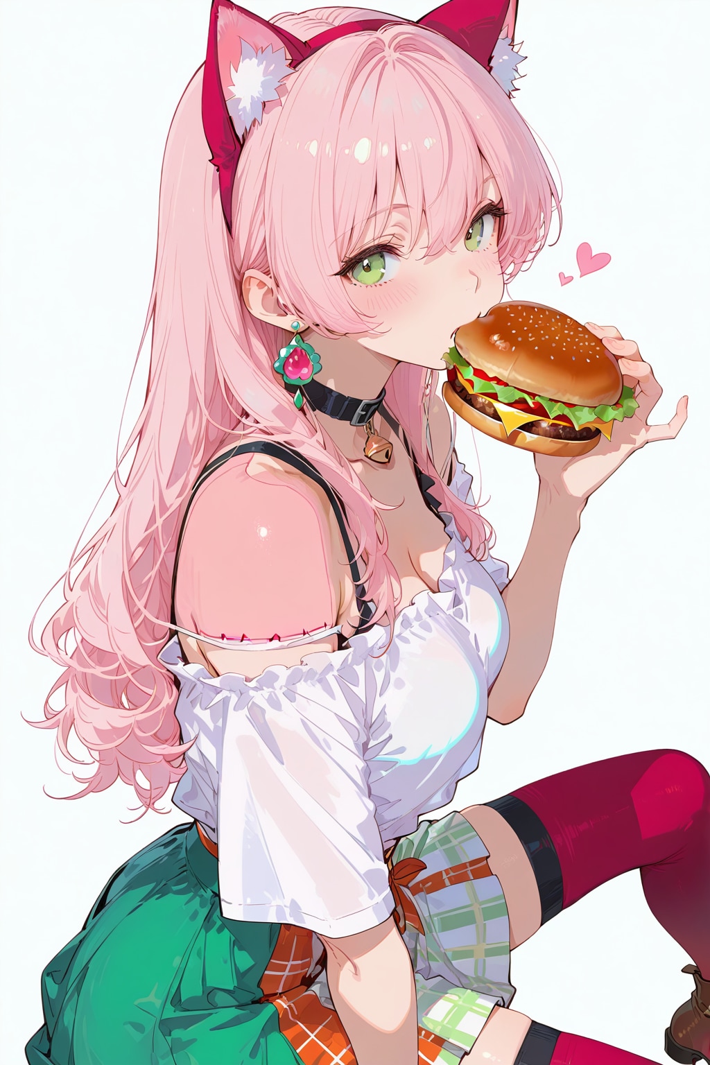 ハンバーガーと猫耳ギャル🍔🐱✨