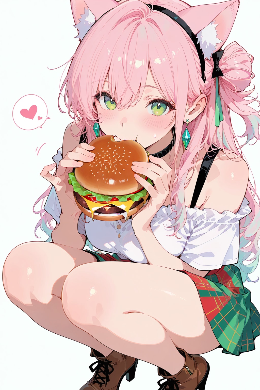 ハンバーガーと猫耳ギャル🍔🐱✨