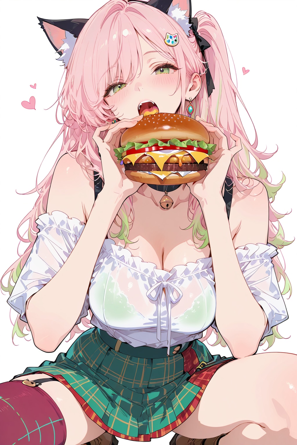 ハンバーガーと猫耳ギャル🍔🐱✨