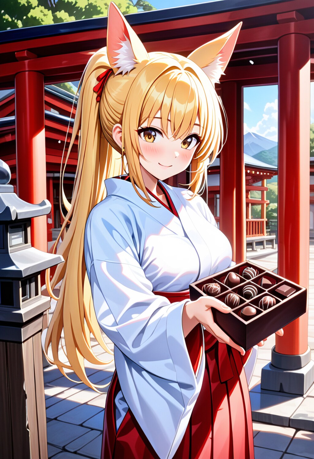 参拝者さんにチョコのプレゼント