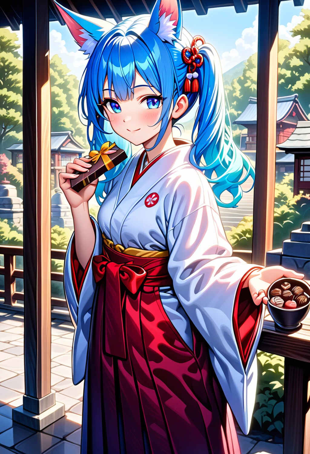 参拝者さんにチョコのプレゼント