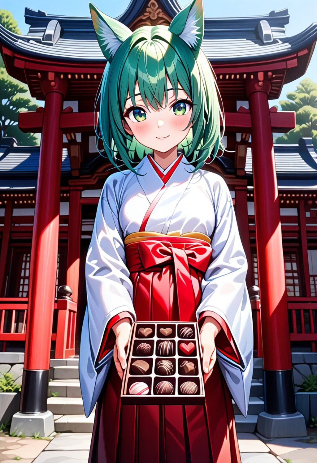 参拝者さんにチョコのプレゼント