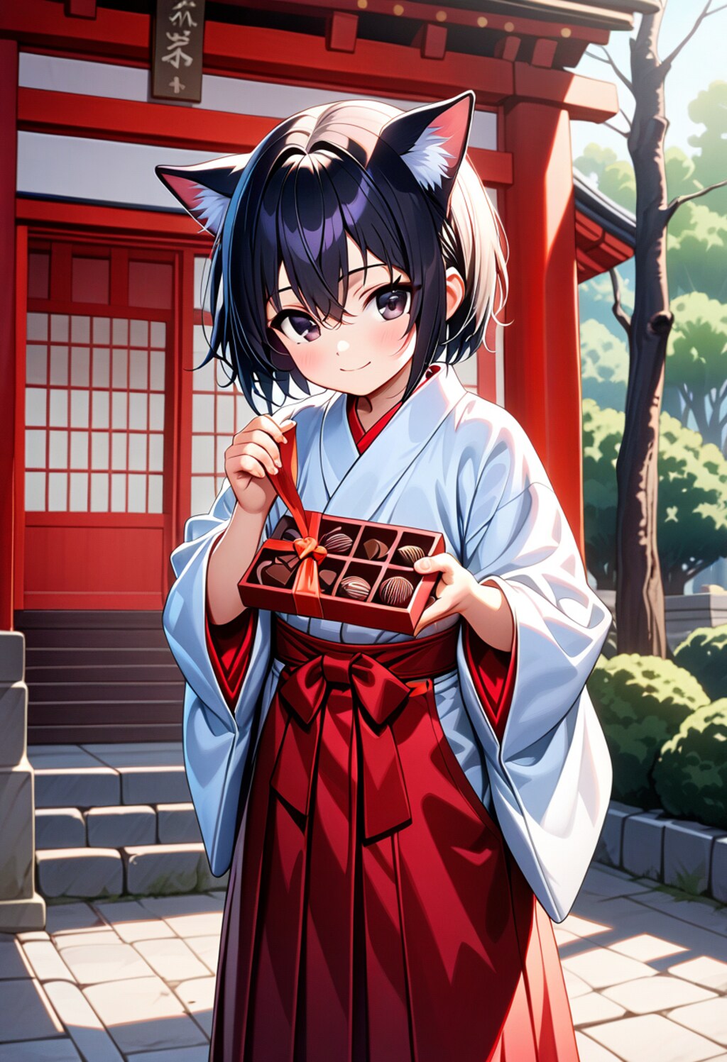 参拝者さんにチョコのプレゼント