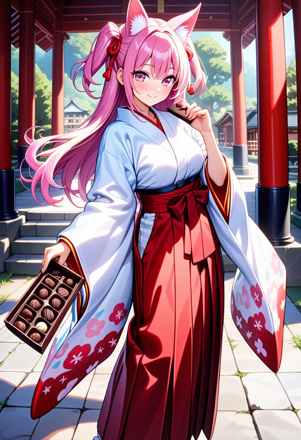 参拝者さんにチョコのプレゼント