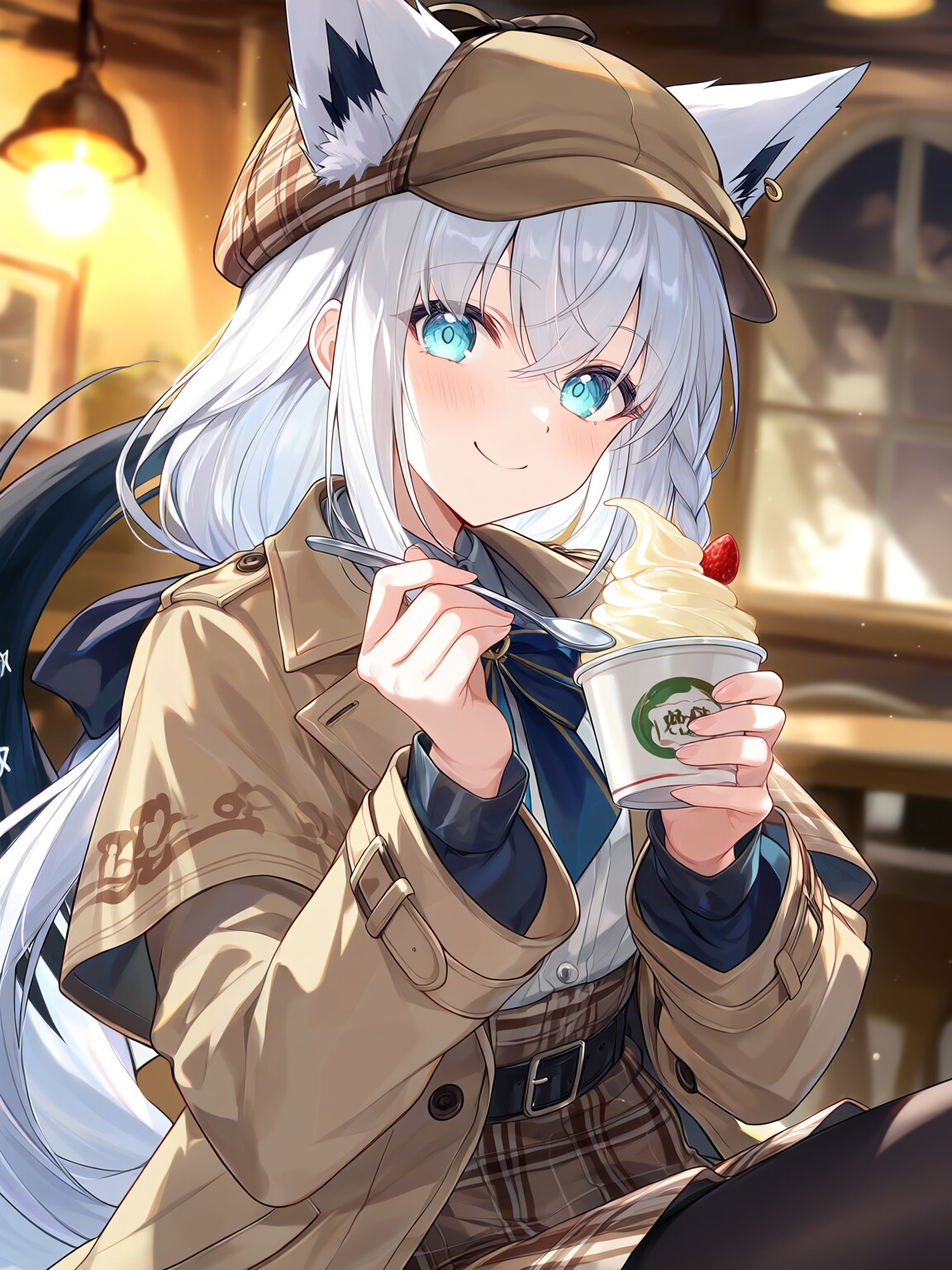 アイスを食べる狐の探偵さん