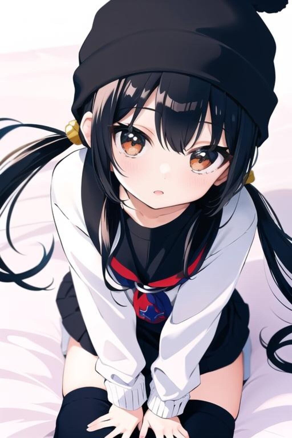 ニット帽ツインテール