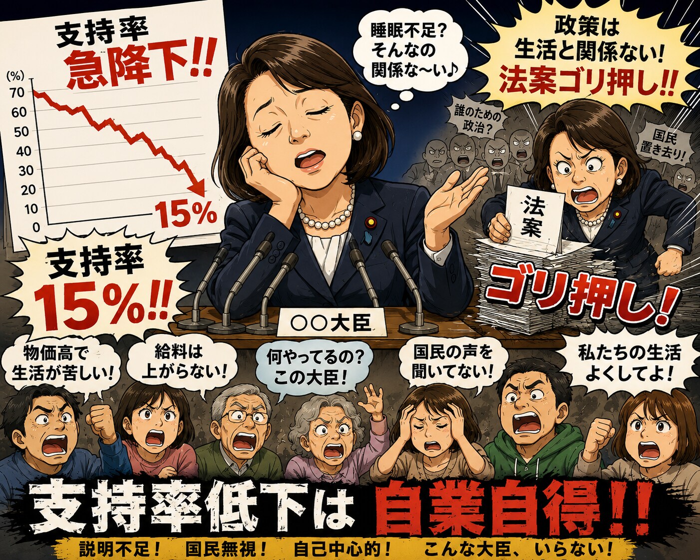 『支持率は、なぜ下がるのか。』 | の人気AIイラスト・グラビア