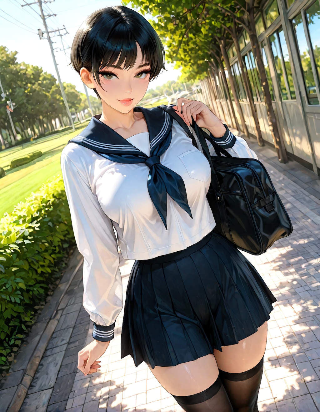 巨乳美少女通学路④