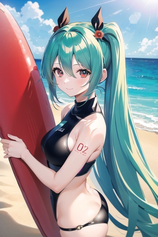 赤目ミク砂浜イメージ