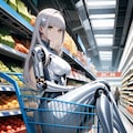 ショッピングカートに乗るメカ子 2枚目