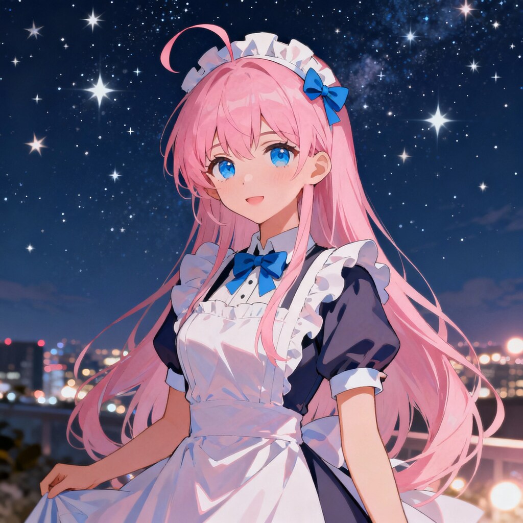 夜景と星空と蒼い瞳のﾒｲﾄﾞさん
