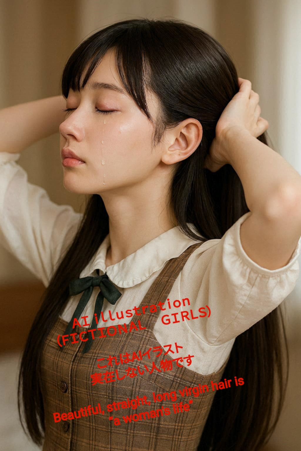 “初めてのバッサリ”当日朝の美少女が、髪を縛る……