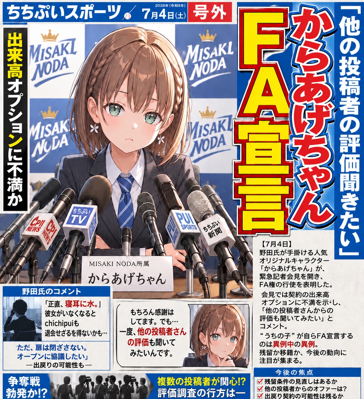 【速報】からあげちゃんFA宣言