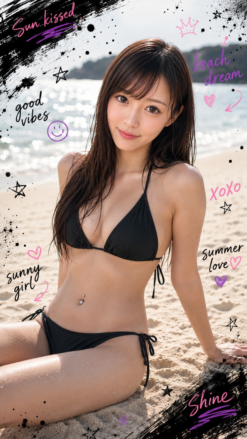 文字入りビキニのお姉さん