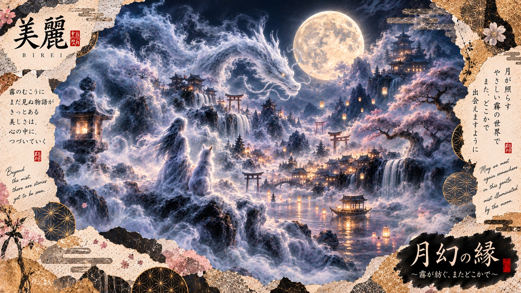 Moonlit Mist Dragon — Threads of Fate  Beyond the mist, there are still stories waiting to be seen. | の人気AIイラスト・グラビア