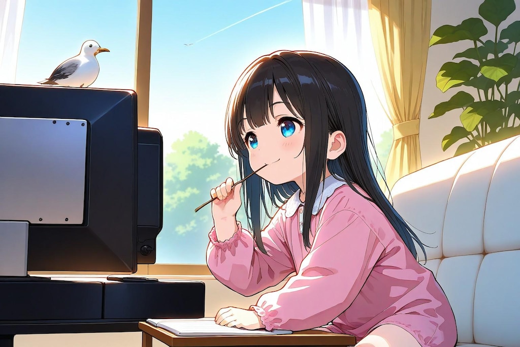 カモメと小さな女の子