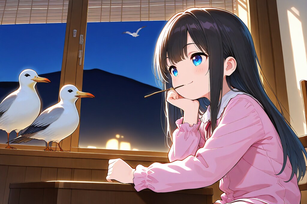 カモメと小さな女の子