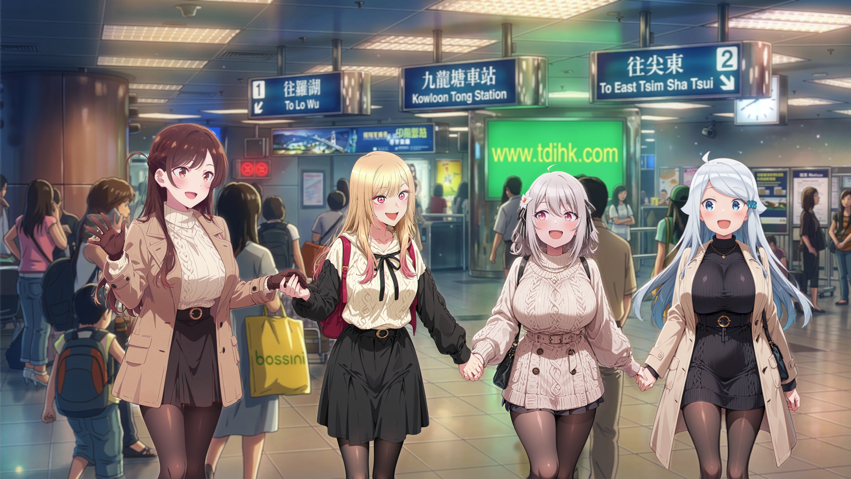 手をつないでおしゃべり！九広鉄路九龍塘駅で乗り換え中-6.2 | の人気AIイラスト・グラビア