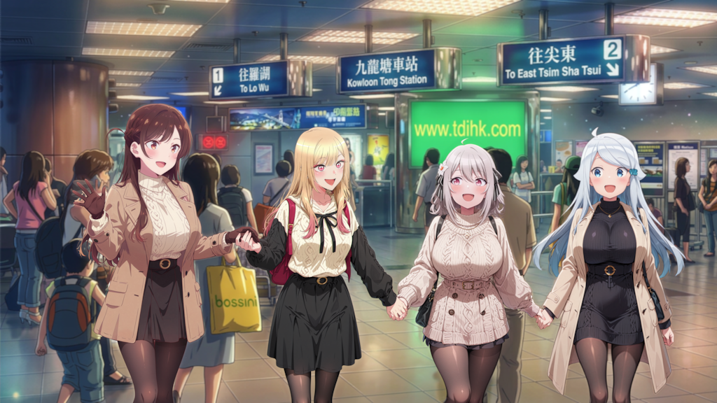 手をつないでおしゃべり！九広鉄路九龍塘駅で乗り換え中-6.2