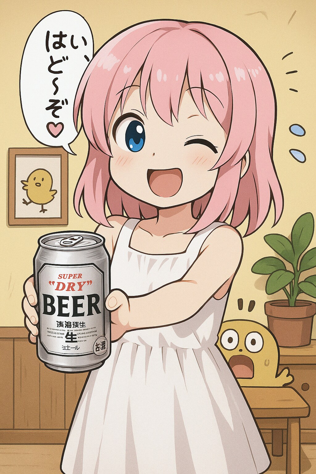 ビールを渡してくれる小さな女の子