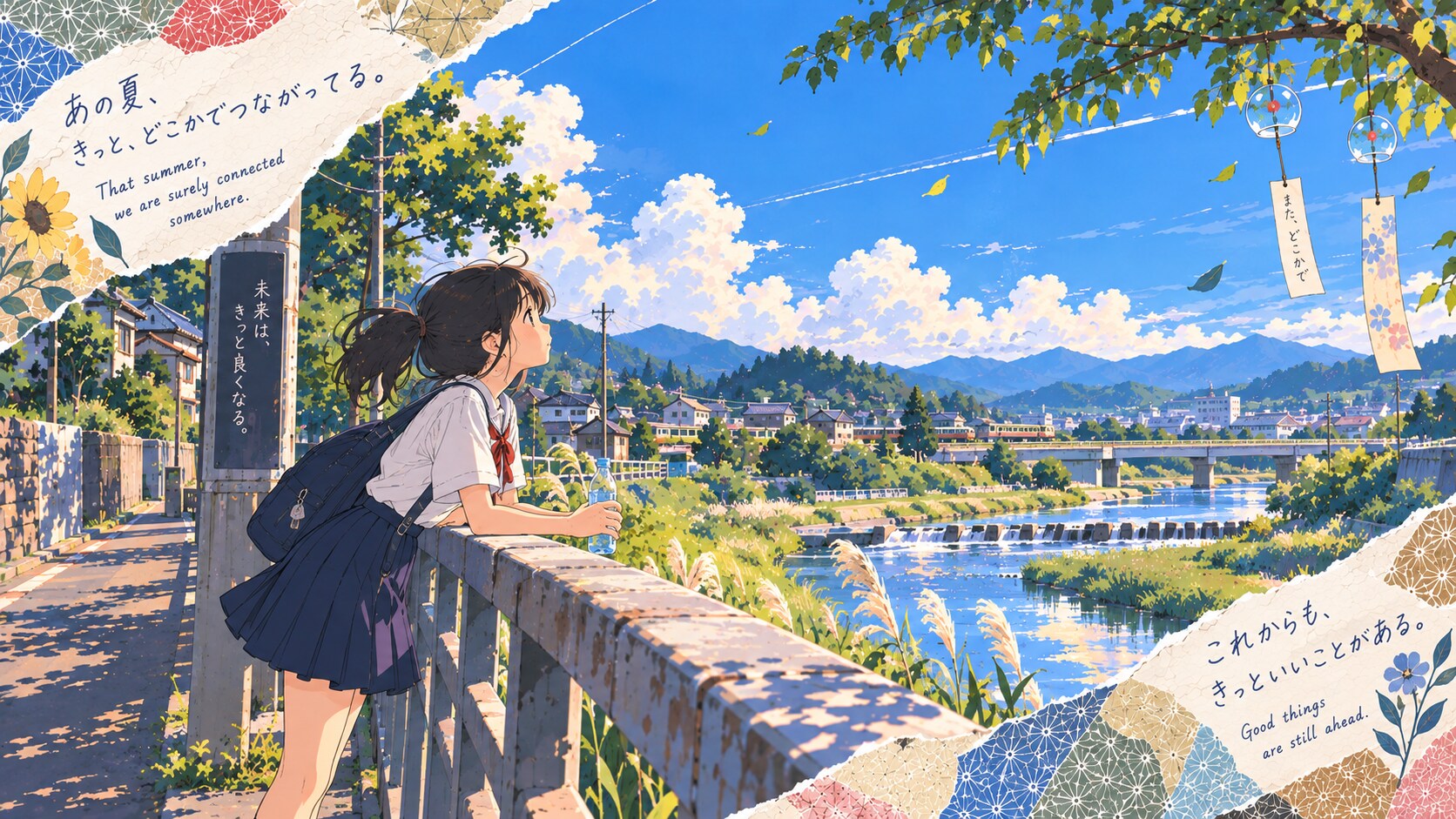 That Summer, We Are Still Connected  That summer, we are surely connected somewhere.  Beneath a sky | の人気AIイラスト・グラビア