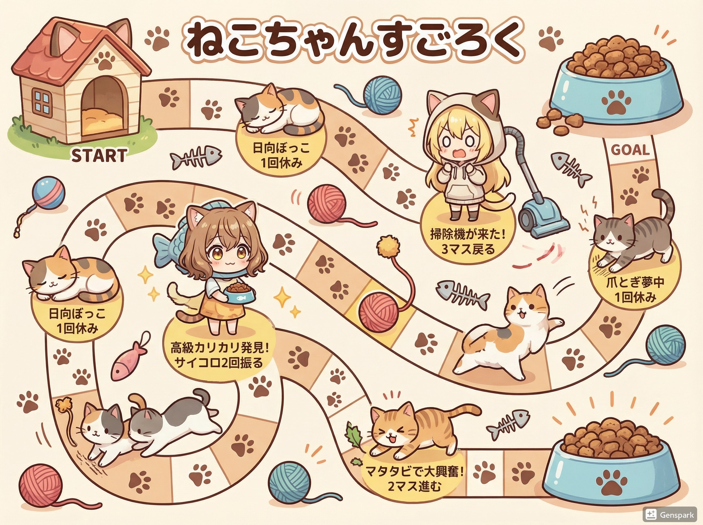 ねこちゃんすごろく | の人気AIイラスト・グラビア