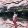 満開の桜と巫女 3枚目