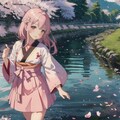 満開の桜と巫女 5枚目