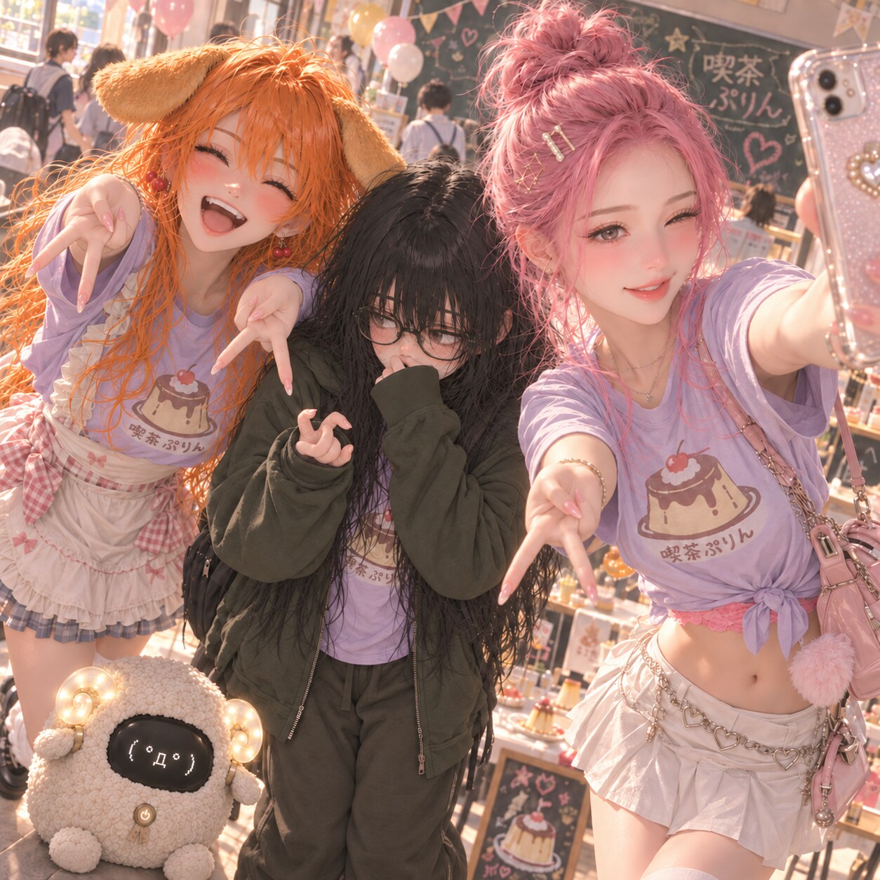 みんなでギャルピして撮ろ？♡ | の人気AIイラスト・グラビア