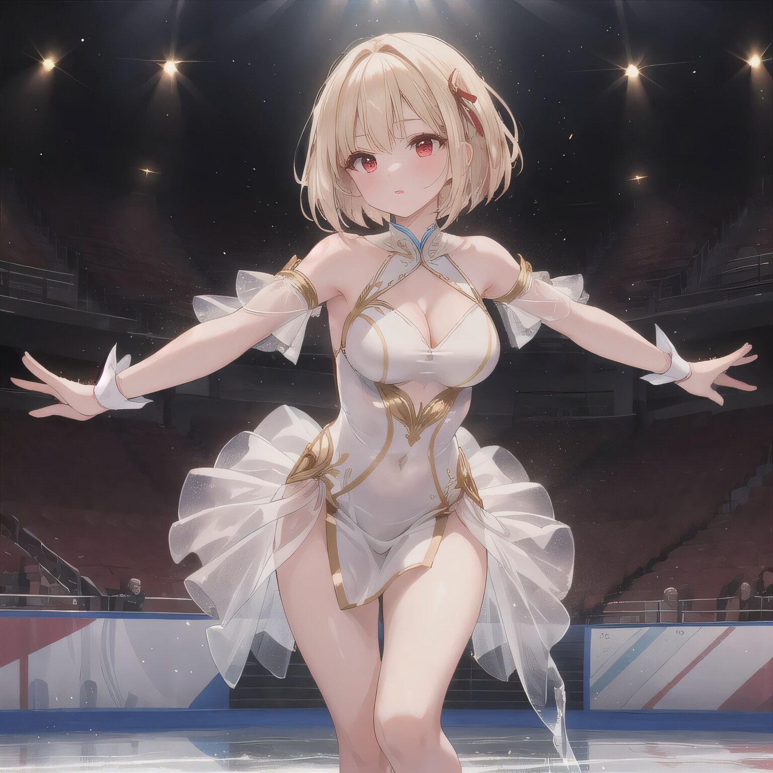 金髪ボブでアイススケートの少女３ | の人気AIイラスト・グラビア