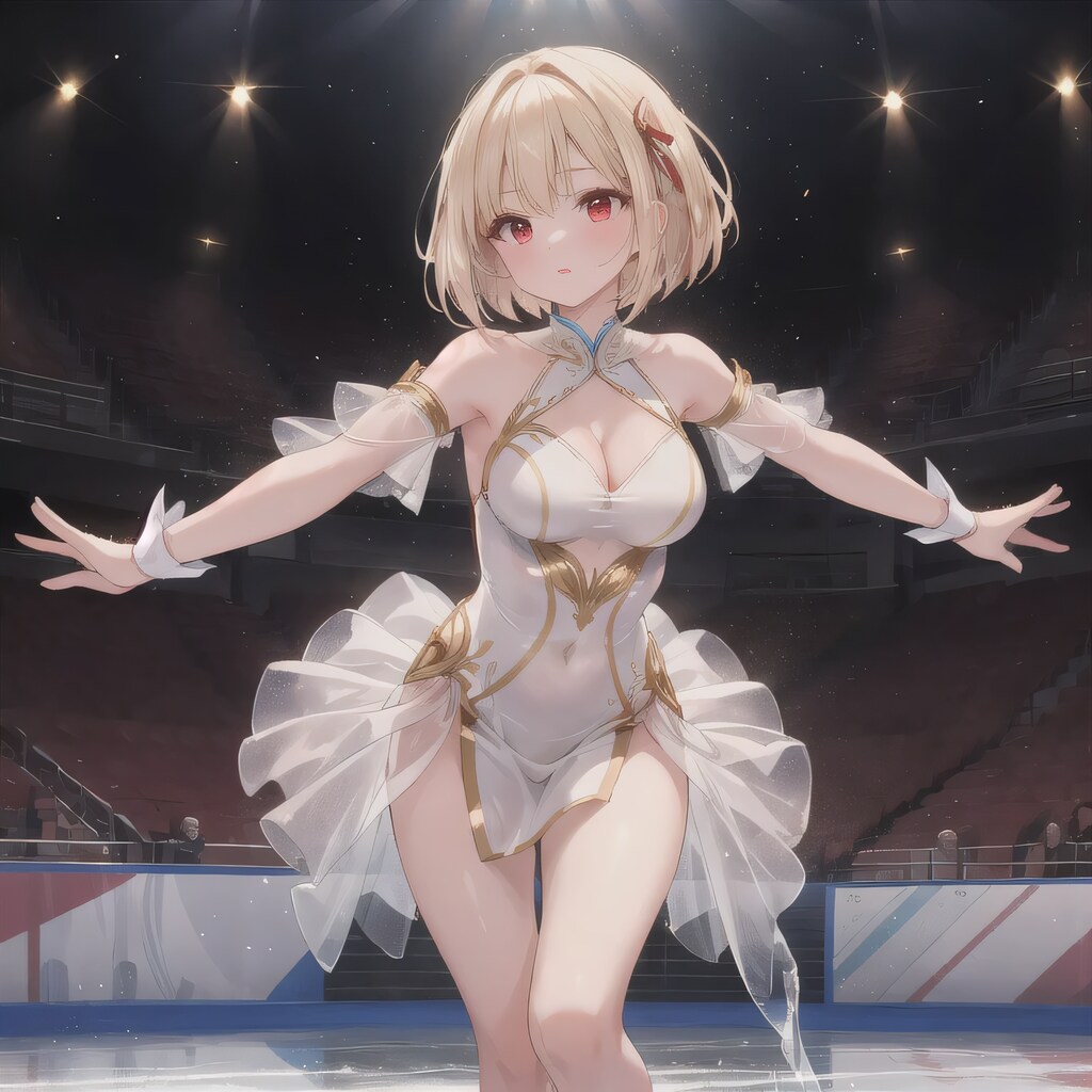 金髪ボブでアイススケートの少女３