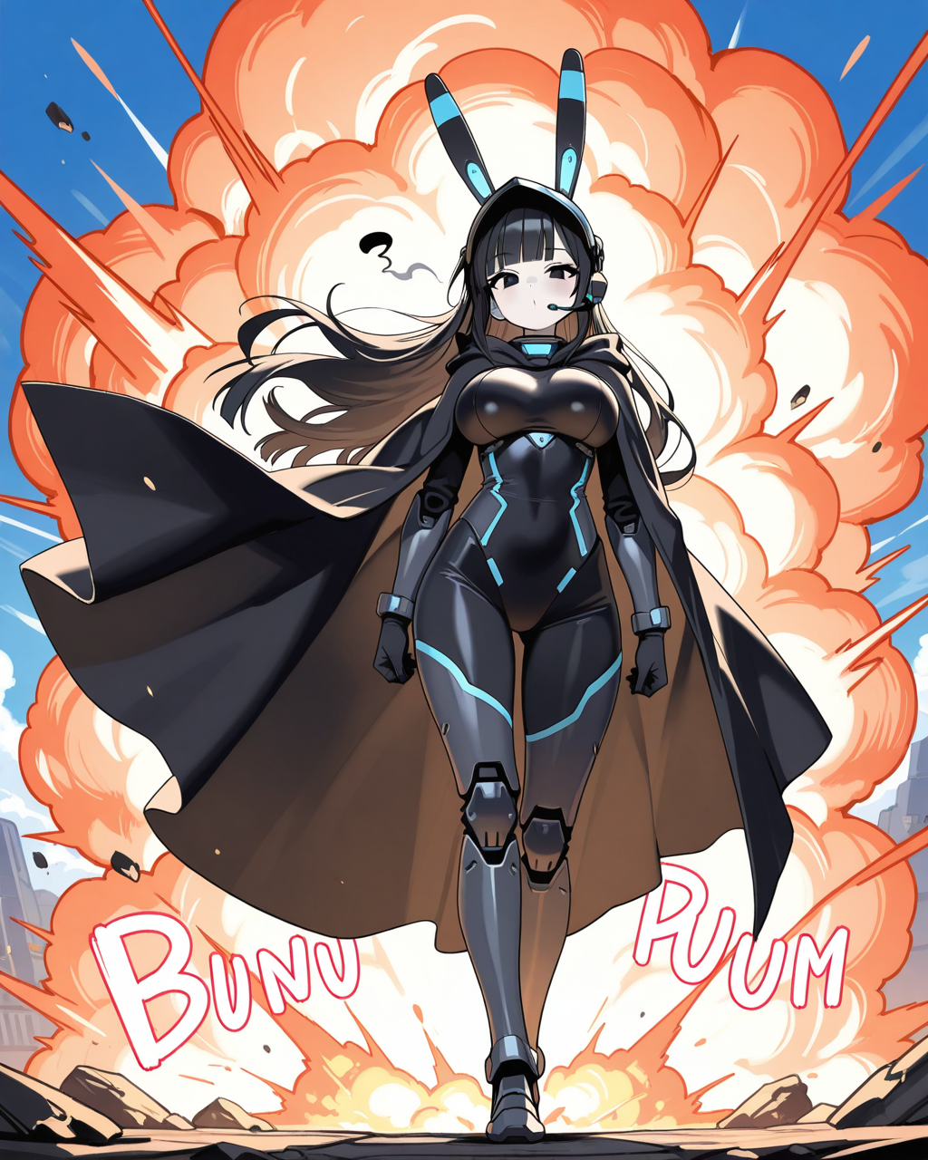 うさぎアーマーでコスプレをしているサキちゃん