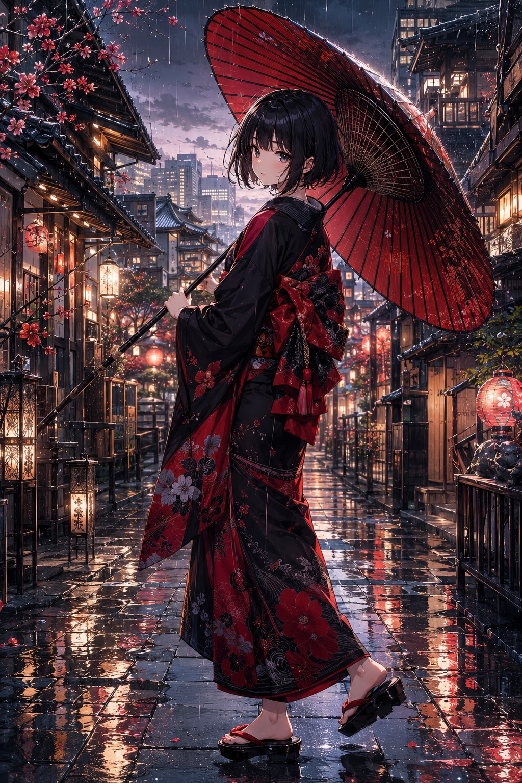 番傘と女の子