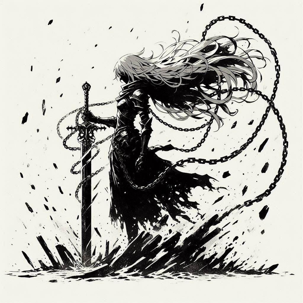 鎖とエリザベスのシルエット