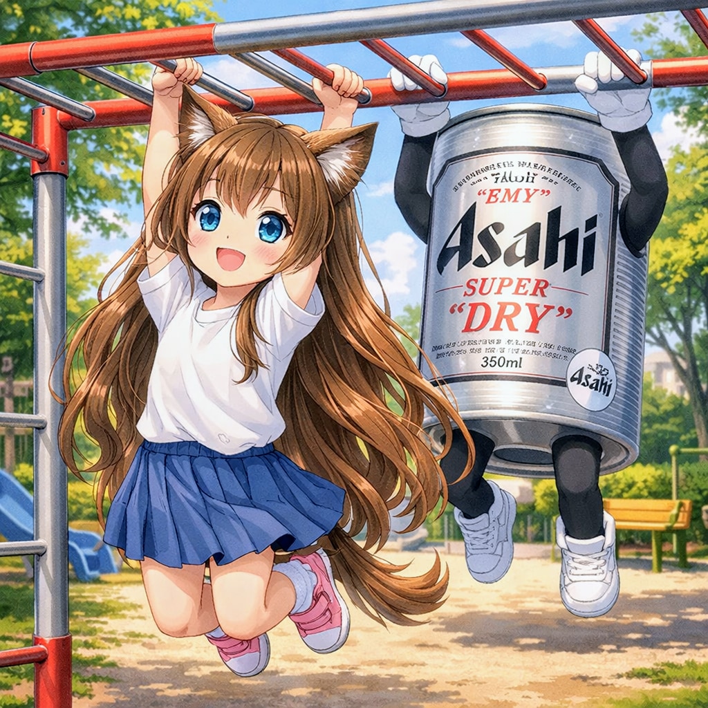 雲梯で遊ぶ小さな女の子