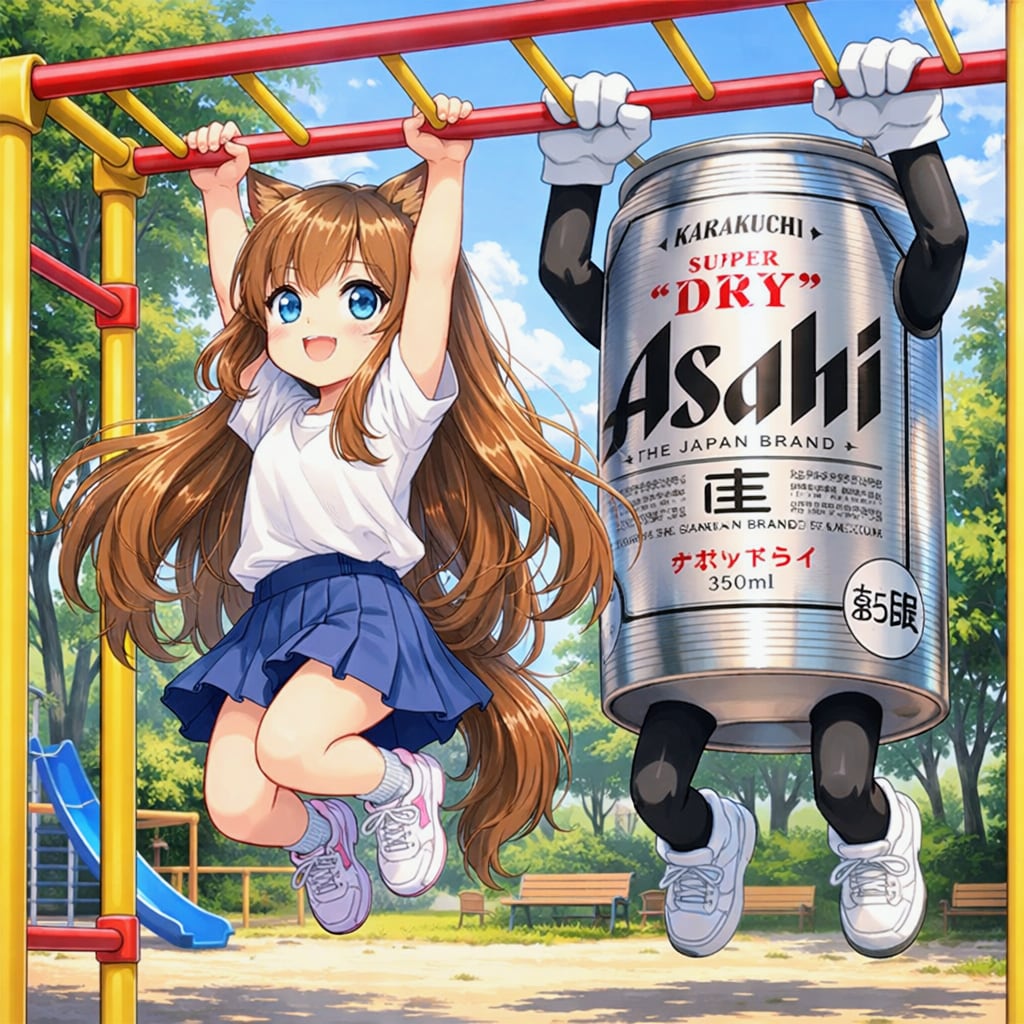 雲梯で遊ぶ小さな女の子