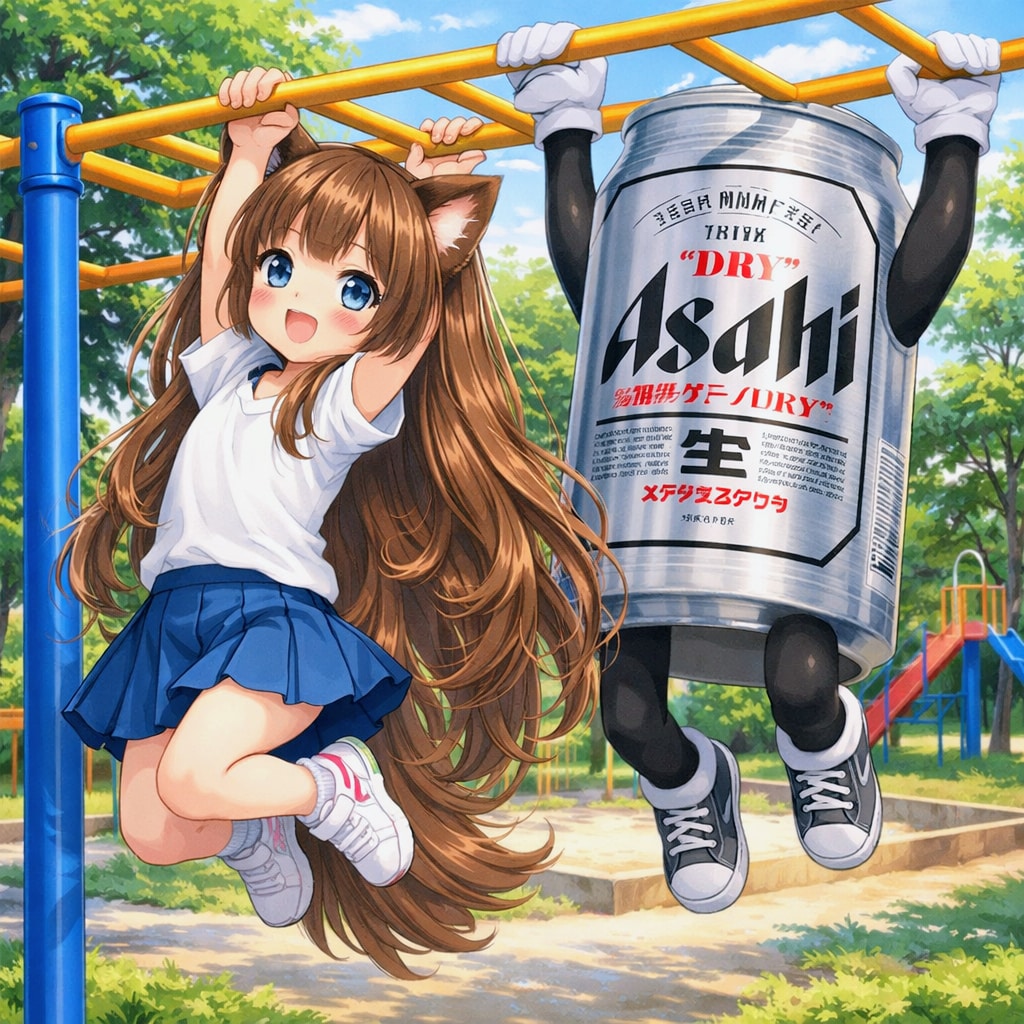 雲梯で遊ぶ小さな女の子