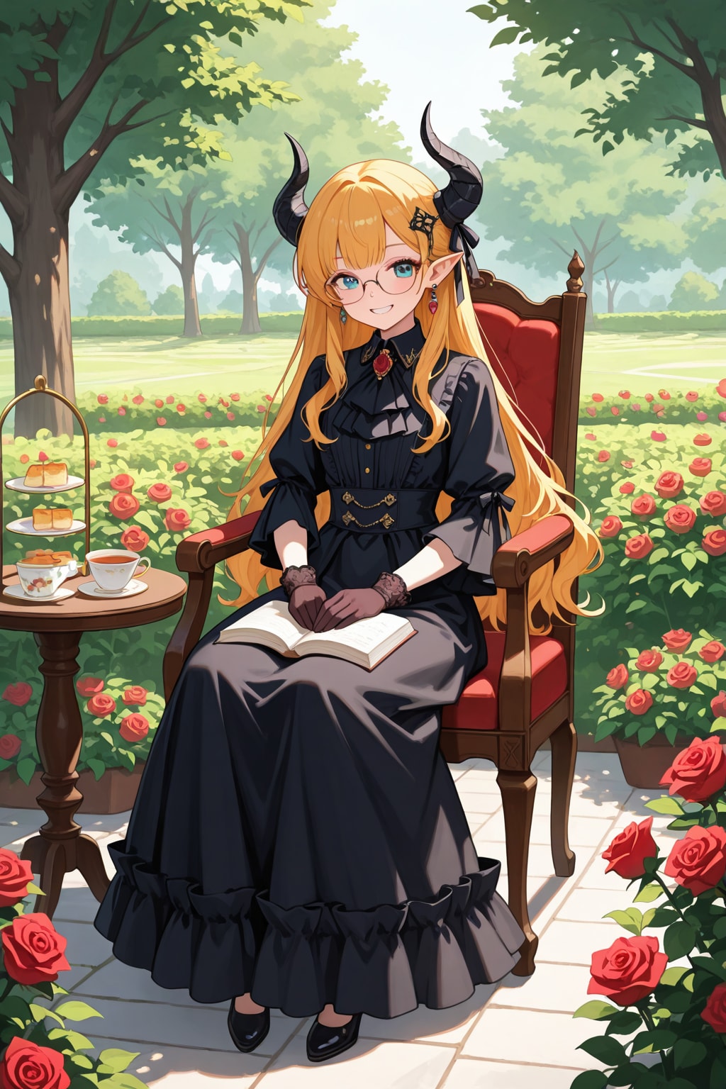 異世界での出会い　アフタヌーンティー中のデーモンロード娘 | の人気AIイラスト・グラビア