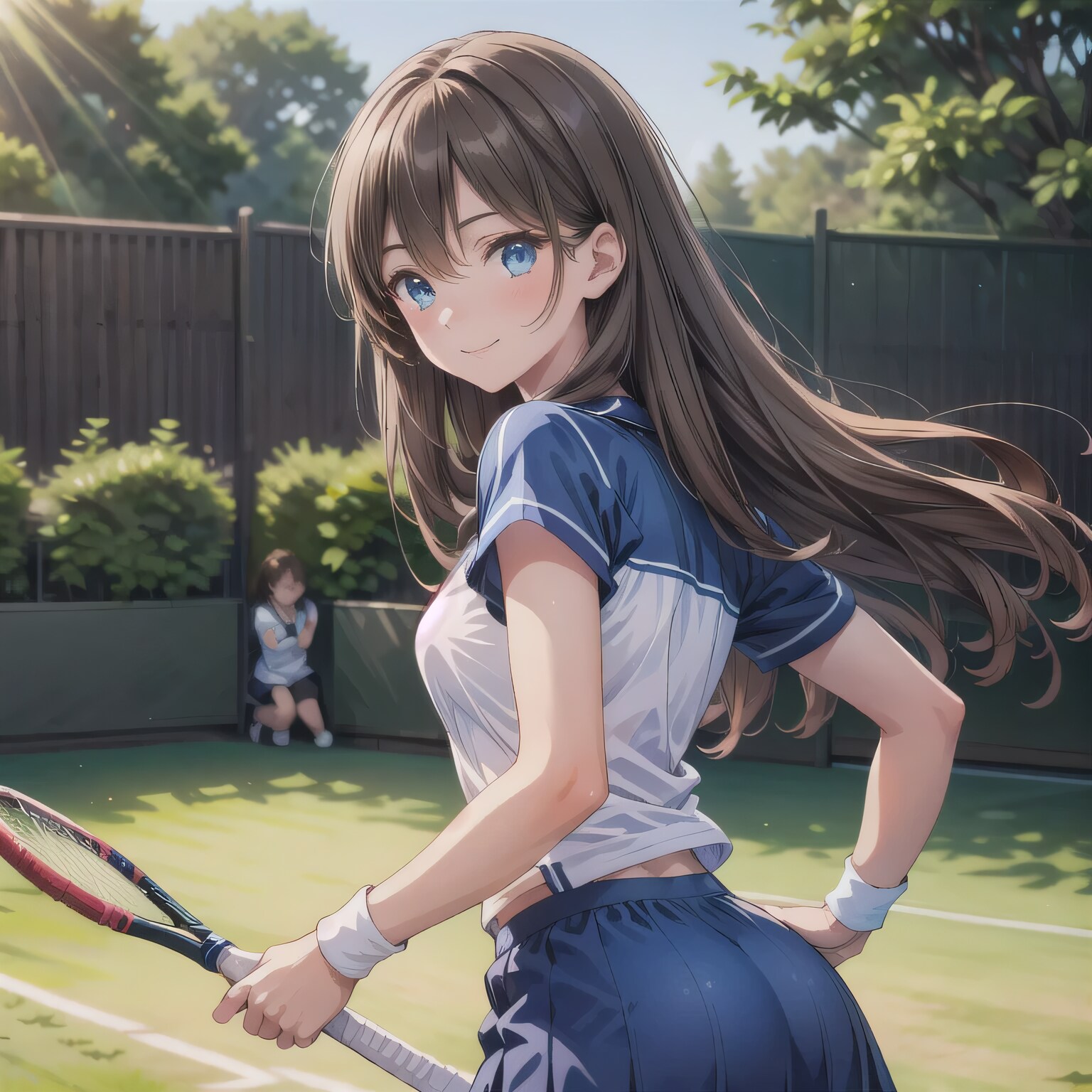 黒髪ロングでテニスウェアの少女２６ | の人気AIイラスト・グラビア