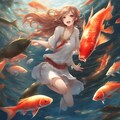 水中を探索する好奇心旺盛な4人の人魚たち 3枚目
