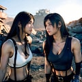 セクシーで魅惑的なFF7のティファのコスチュームを身にまとったコスプレイヤーのアートイラスト 7枚目